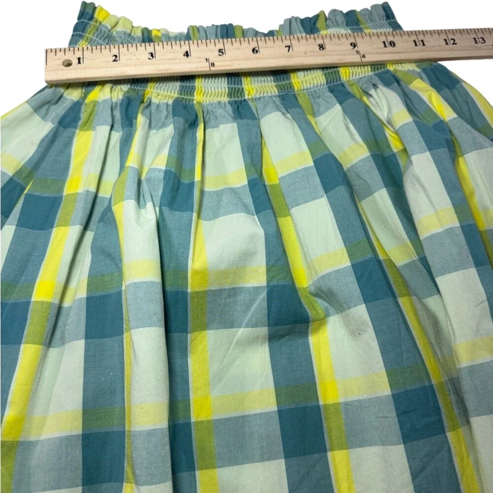 ana A New Approach Plaid 2 Piece Set Crop‎ Top Midi Skirt Yellow Green XS NWT
